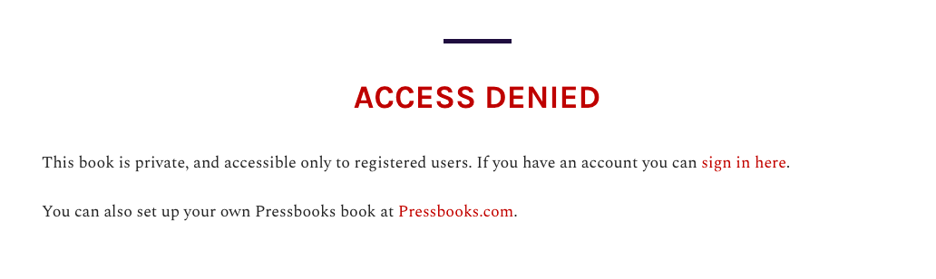 Access Denied statement on a private webbook