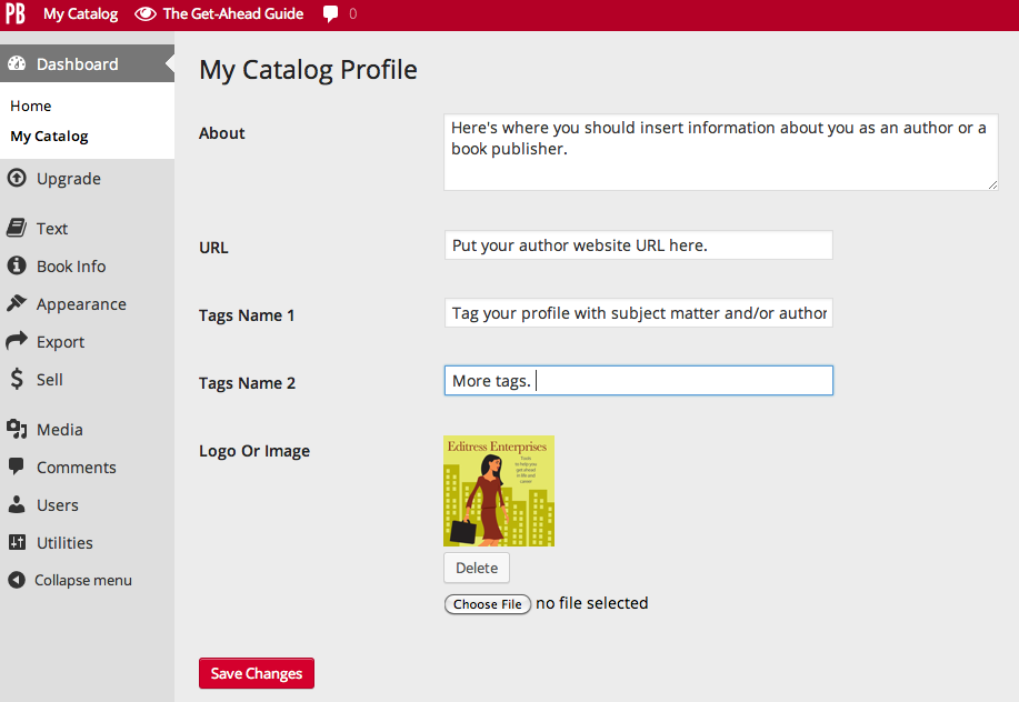 Catalog profile edit page