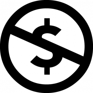 A dollar sign with a line crossing it horizontally. This represents the Noncommercial CC license.